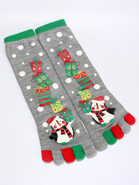 snowman stripes casual christmas gift breathable toe socks