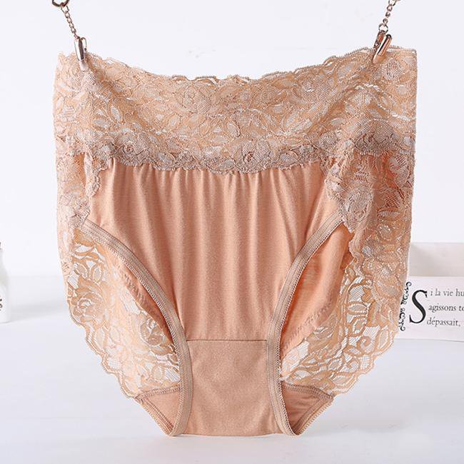 Plus Size Lace High Waist Belly Control Seamless Briefs Panties Lingerie Plus Size Lace High