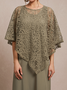Lace Crew Neck Asymistic Hem Mother of the Bride 2 PCS Tops with Dresses