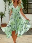 Floral Vacation Regular Fit Chiffon Dress With Belt
