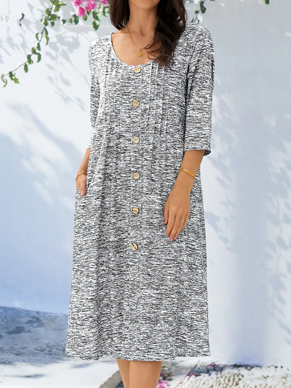 Women's A Line Dress Midi Dress Long Sleeve Plain Spring &fall Crew Neck Casual Modern