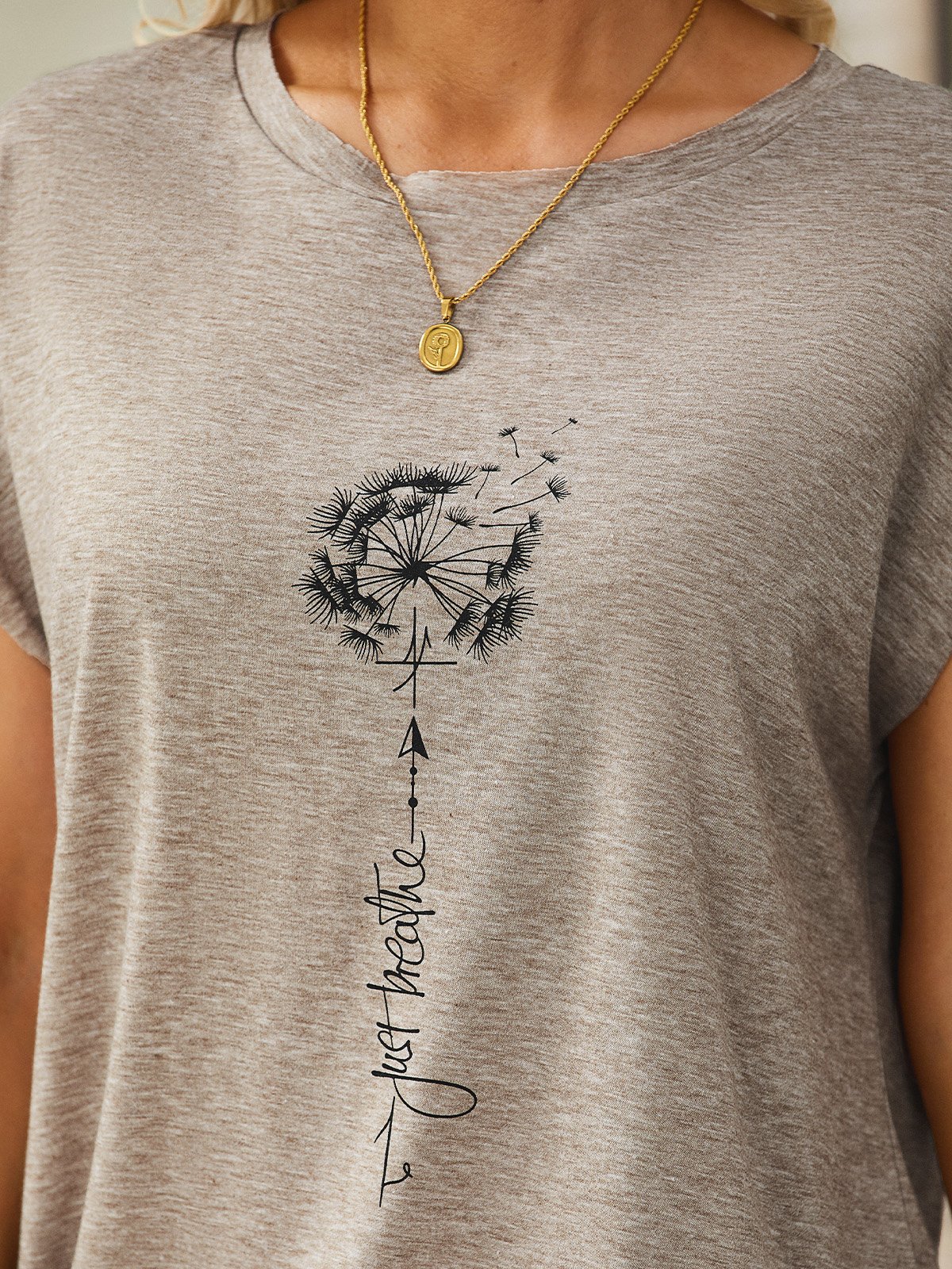 Women's Dandelion Short Sleeve Tee T-shirt Crew Neck Casual Summer Top