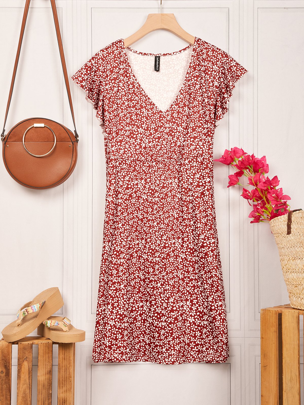 Floral Knitted Loose Vacation Dress
