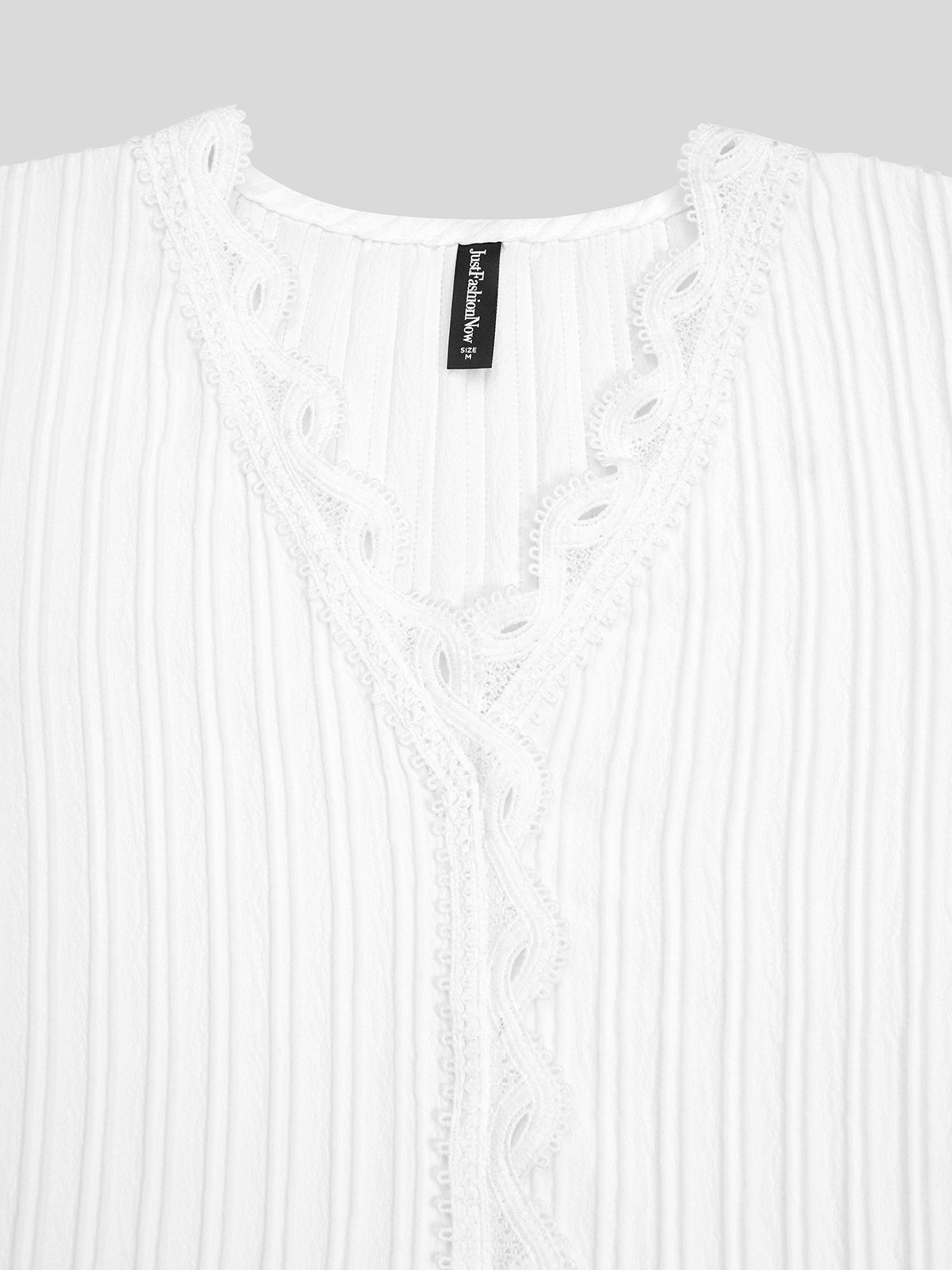 V Neck Plain Lace Elegant Blouse justfashionnow