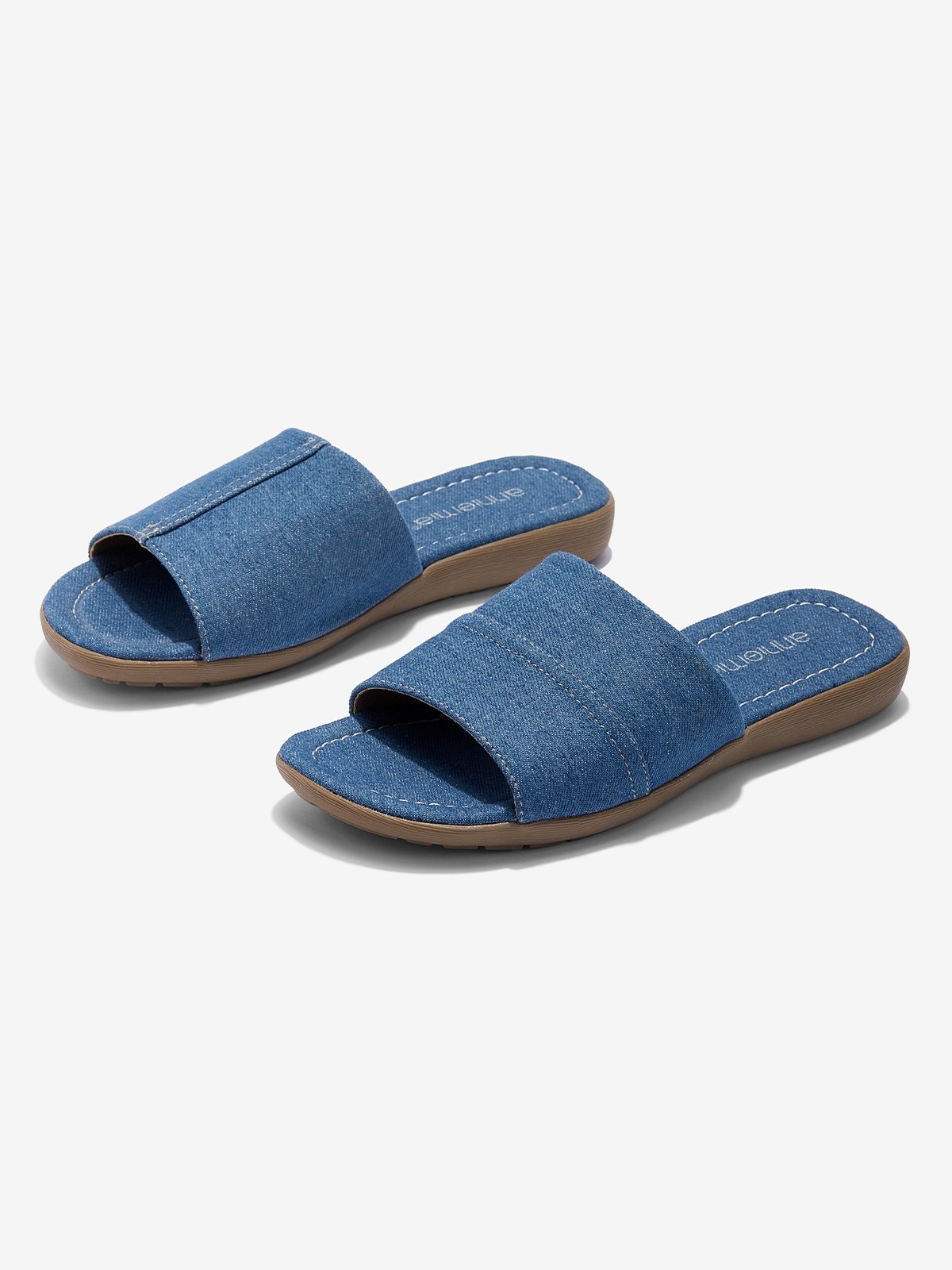 Blue Denim Stitching Design Flat Sandals