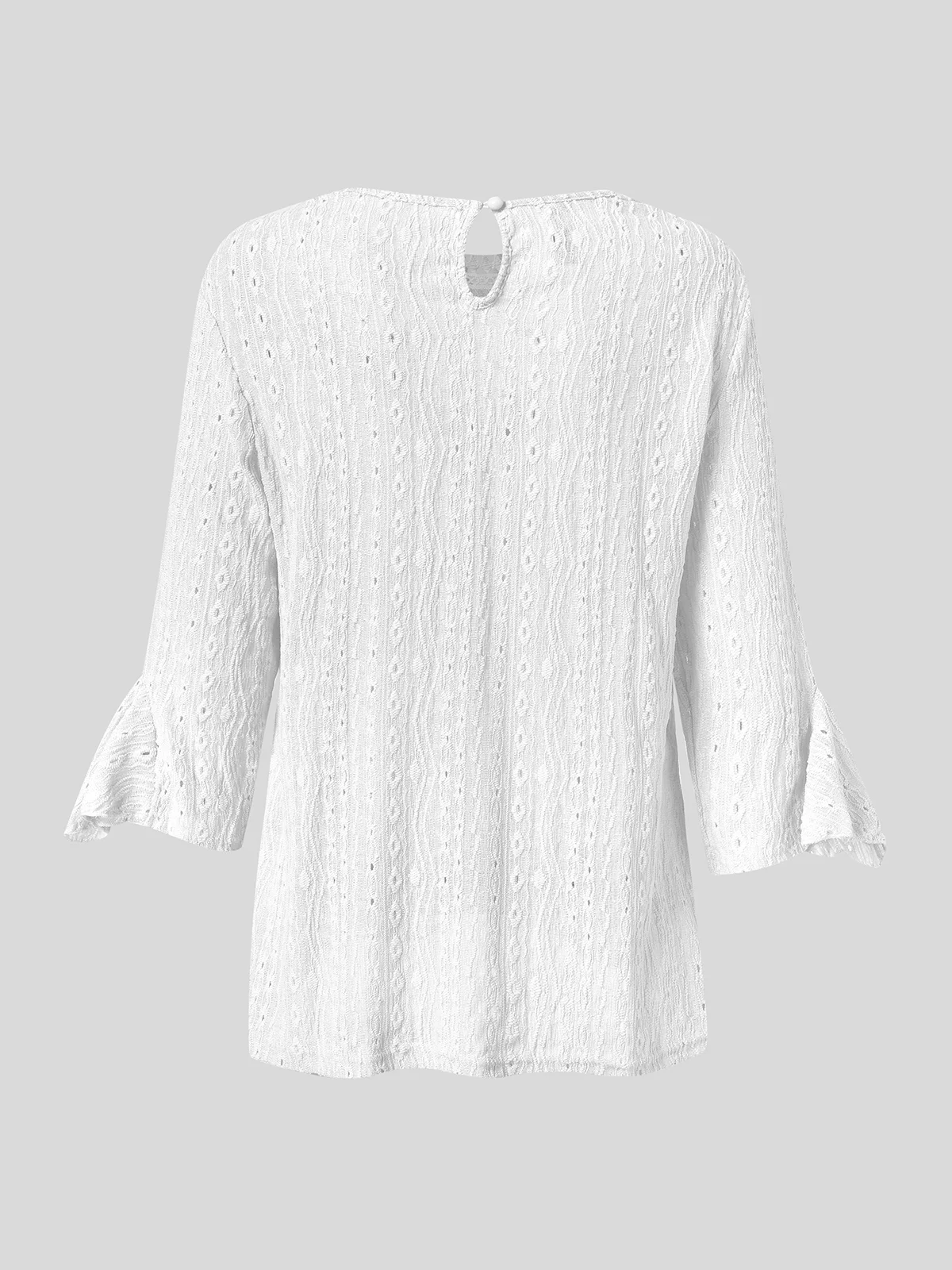 Crew Neck Lace Casual Blouse