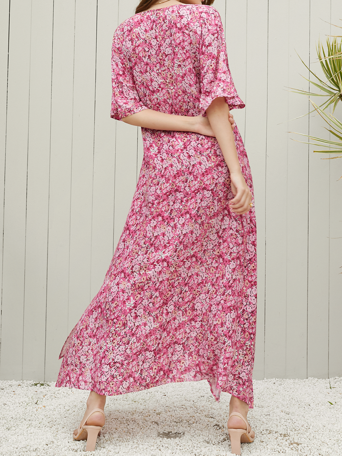 Floral V Neck Casual Dress justfashionnow