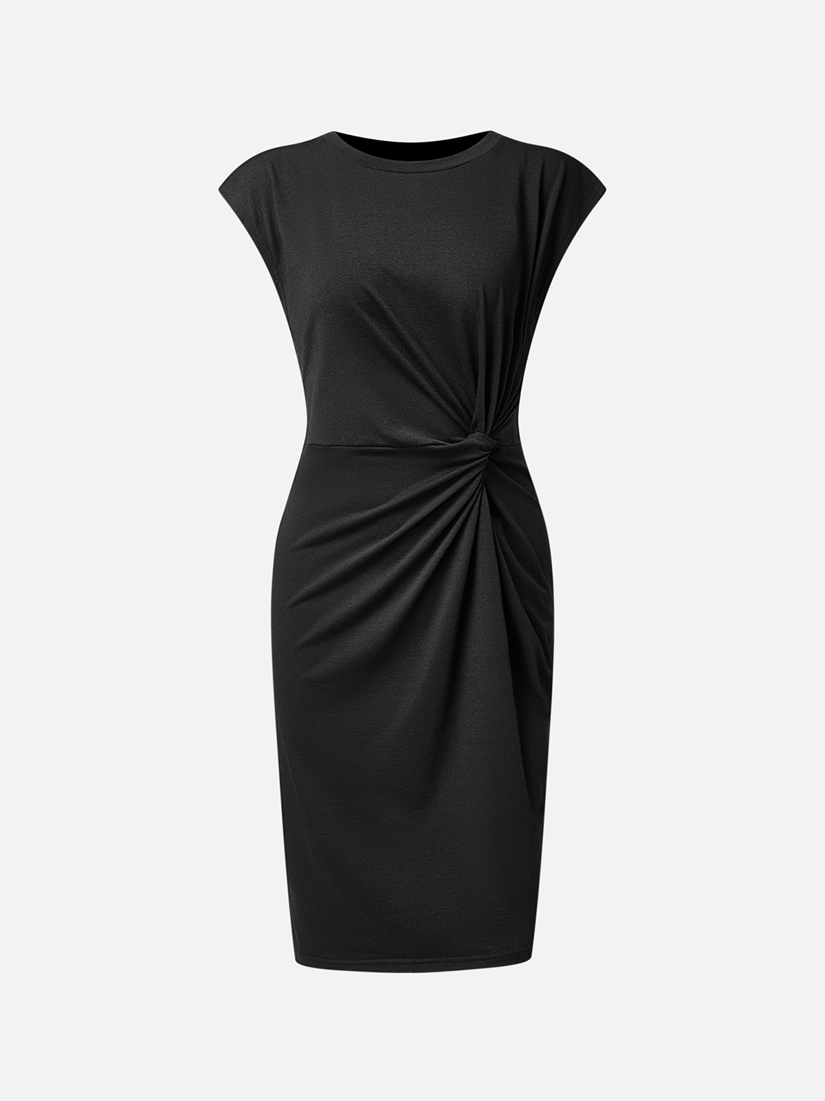 Crew Neck Twist Solid Fitted Dress justfashionnow