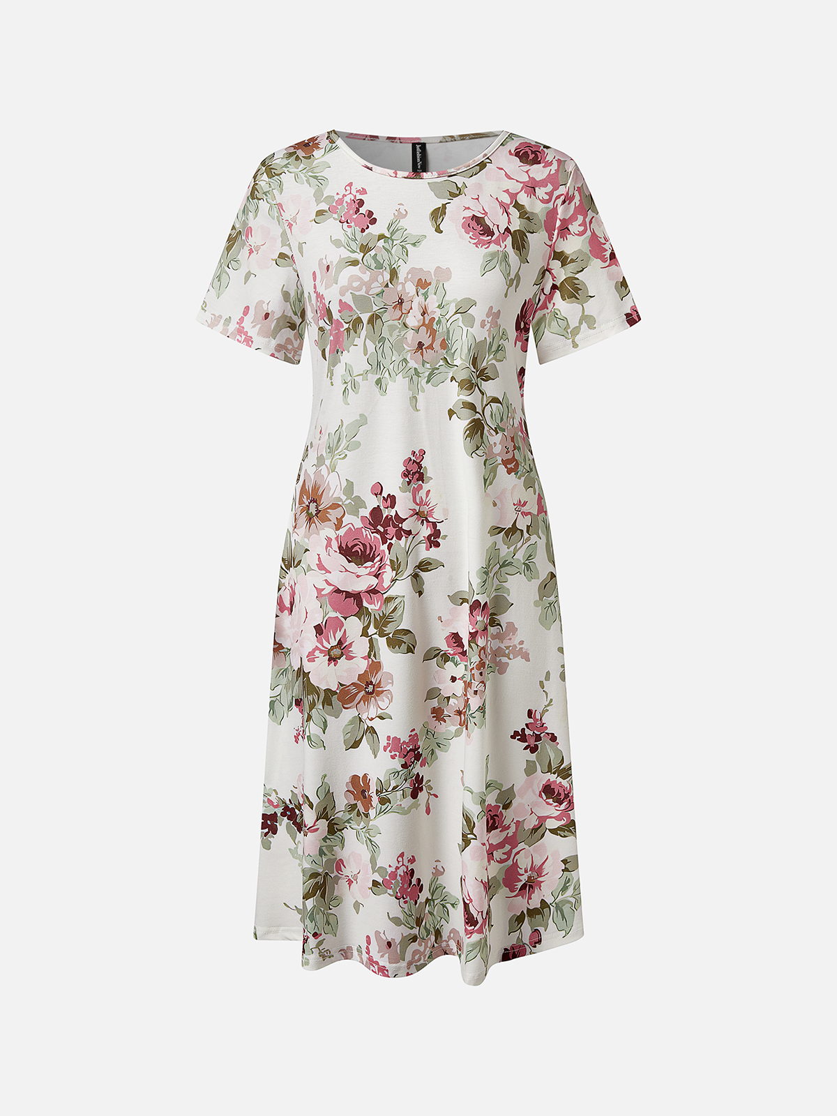 Crew Neck Elegant Floral Loose Garden Party Midi Dress