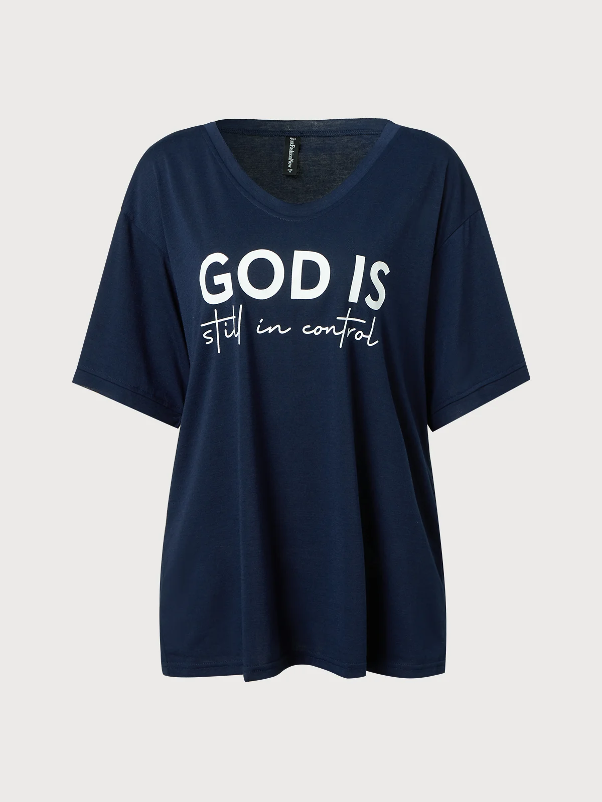 JFN God is Still In Control Letter Graphic Casual Jersey T-Shirt V Neck Tee