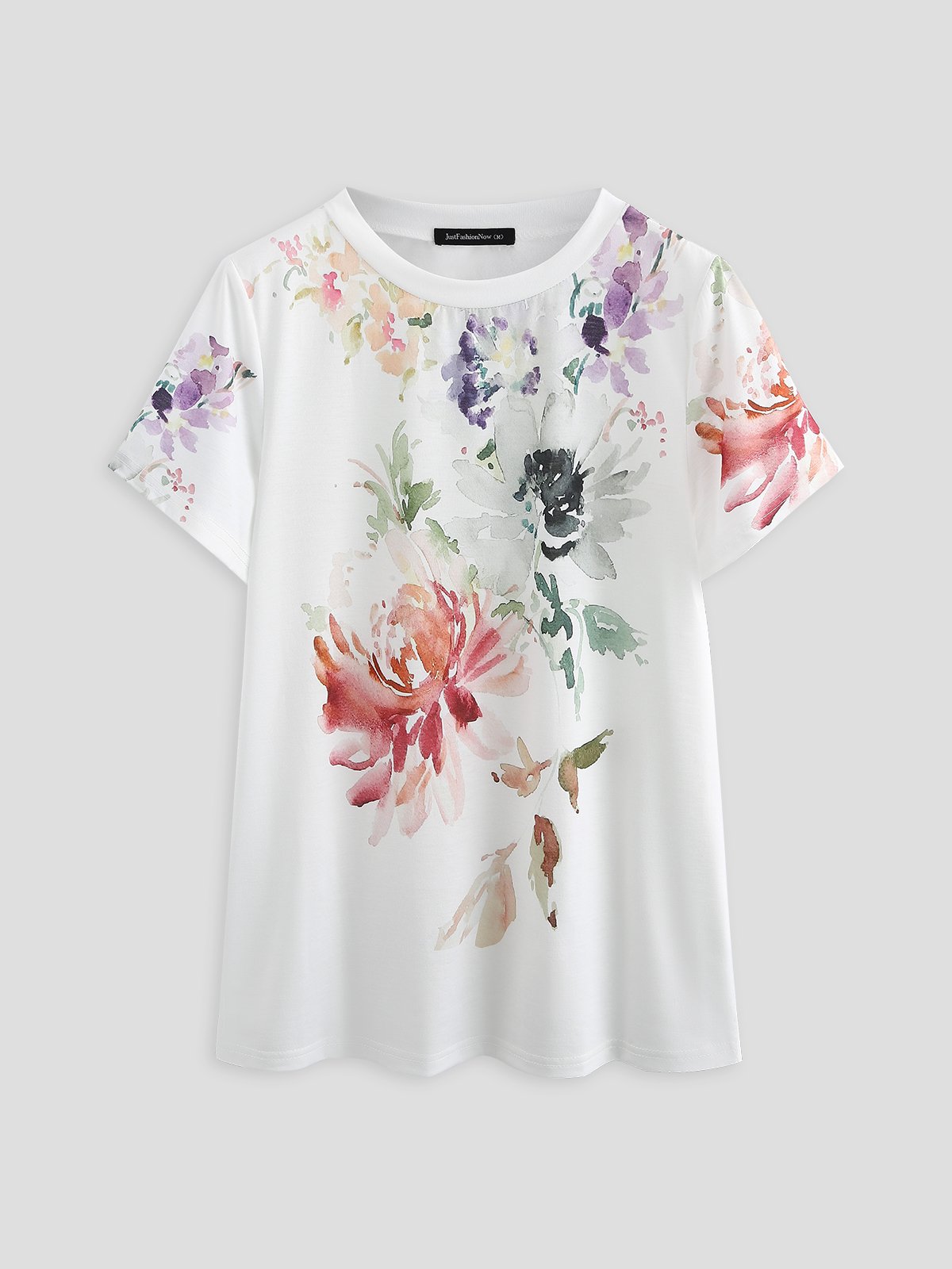 JFN Crew Neck Floral Casual T-Shirt | justfashionnow