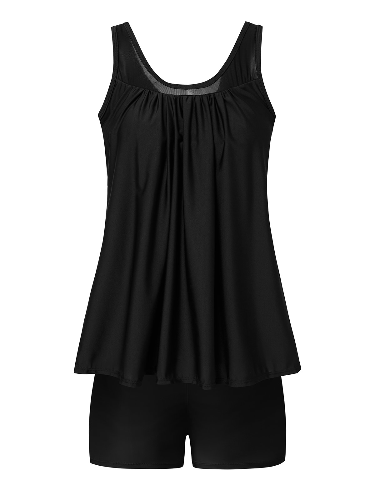 Casual Plain Gathered Scoop Neck Tankinis Two Piece Set Justfashionnow casual-plain-gathered-scoop-neck-tankinis-two-piece-set-justfashionnow