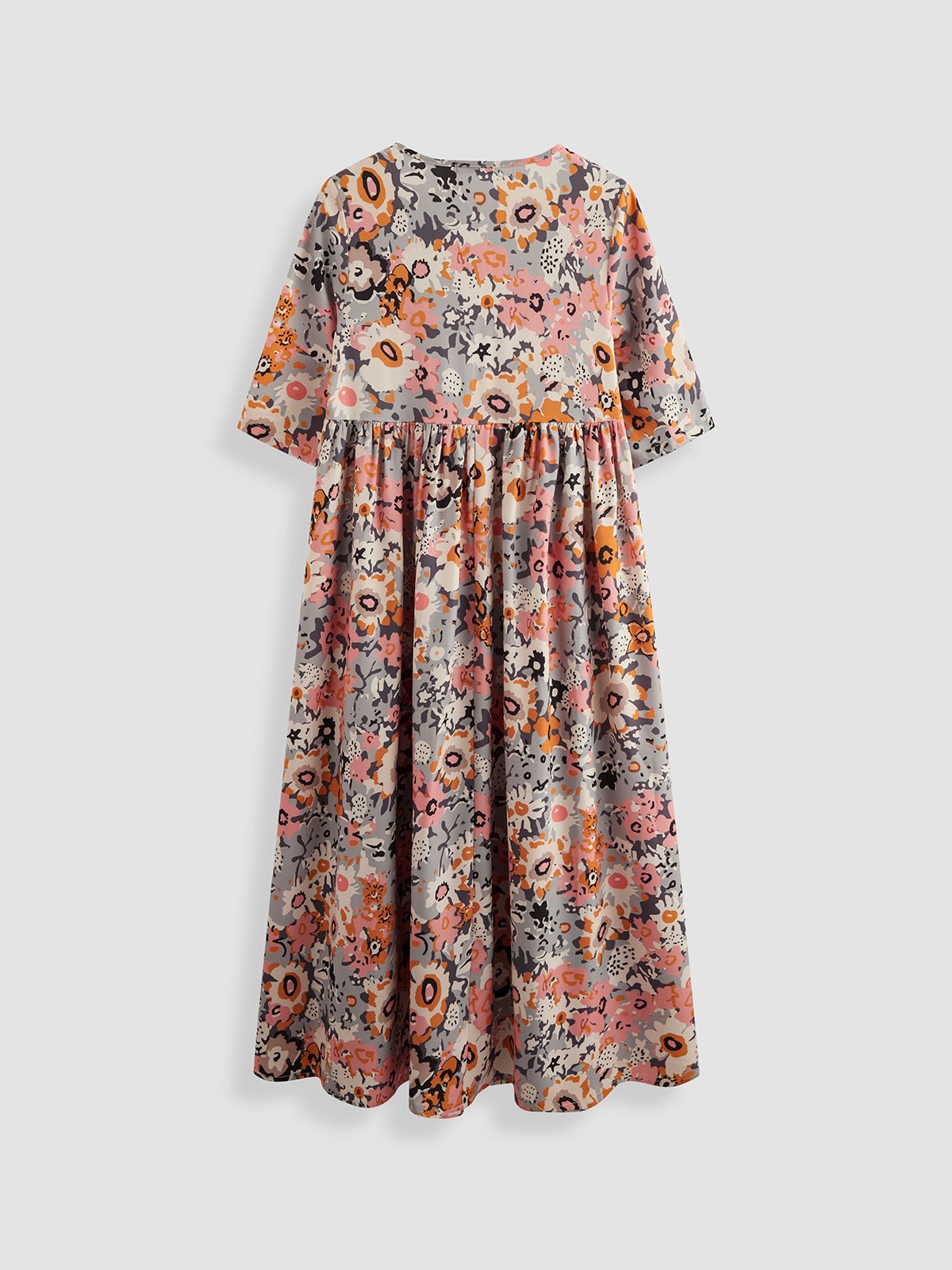 Loosen Casual Floral Short Sleeve Woven Dress