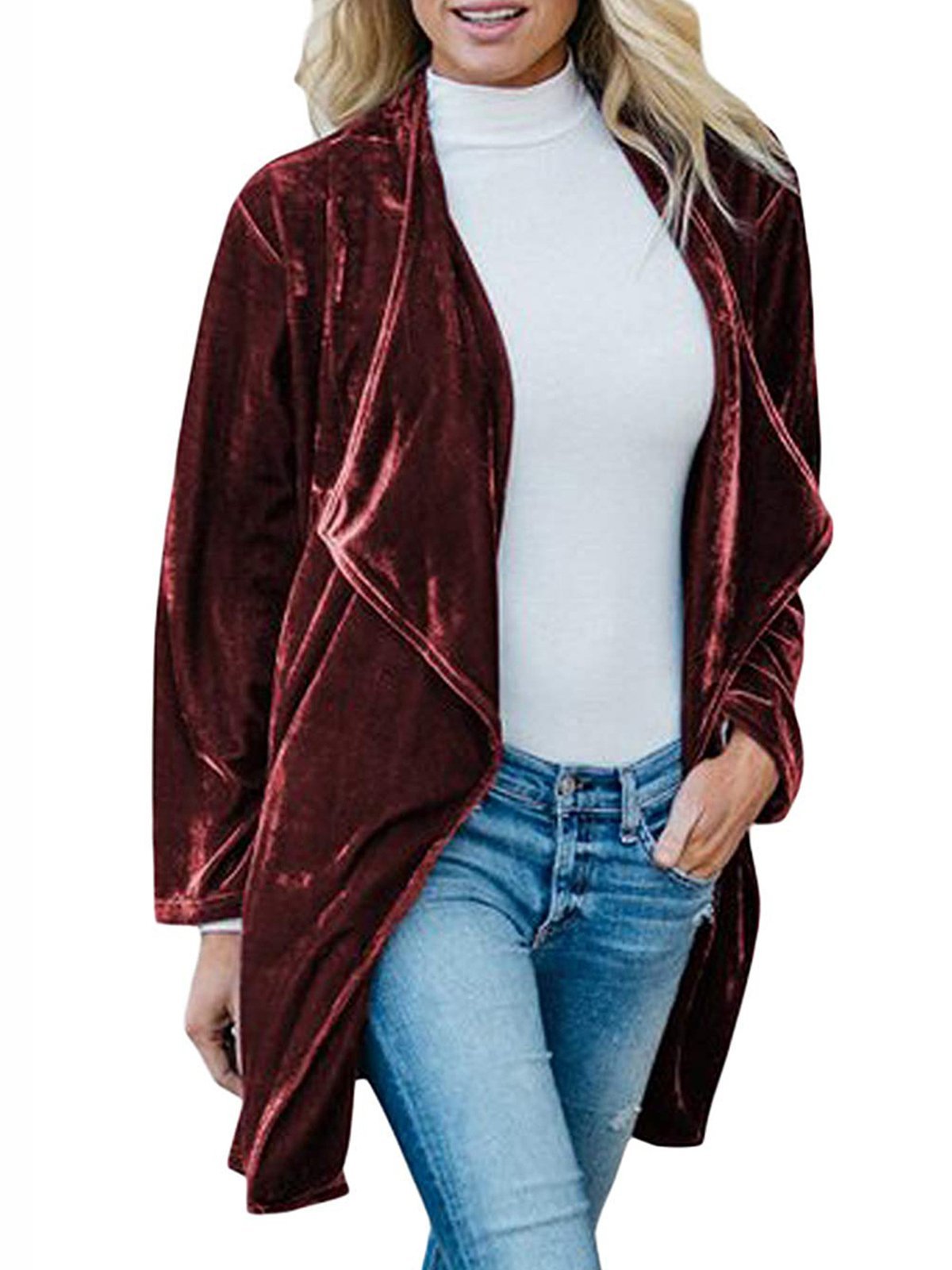 Elegant Solid Pocket Cardigan Collar Cardigans(8 Colors)
