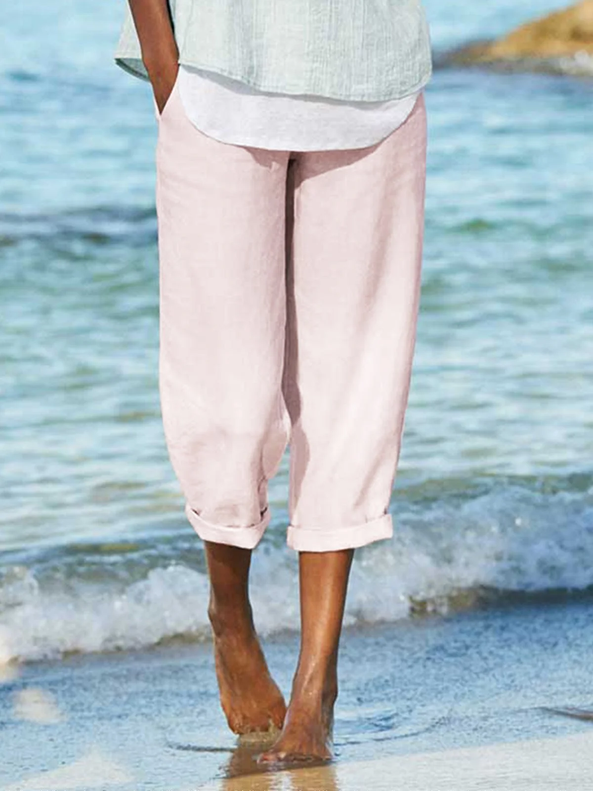 JFN Cotton & Linen Summer Casual Solid Pants