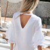 White Solid Half Sleeve Weaving Dress