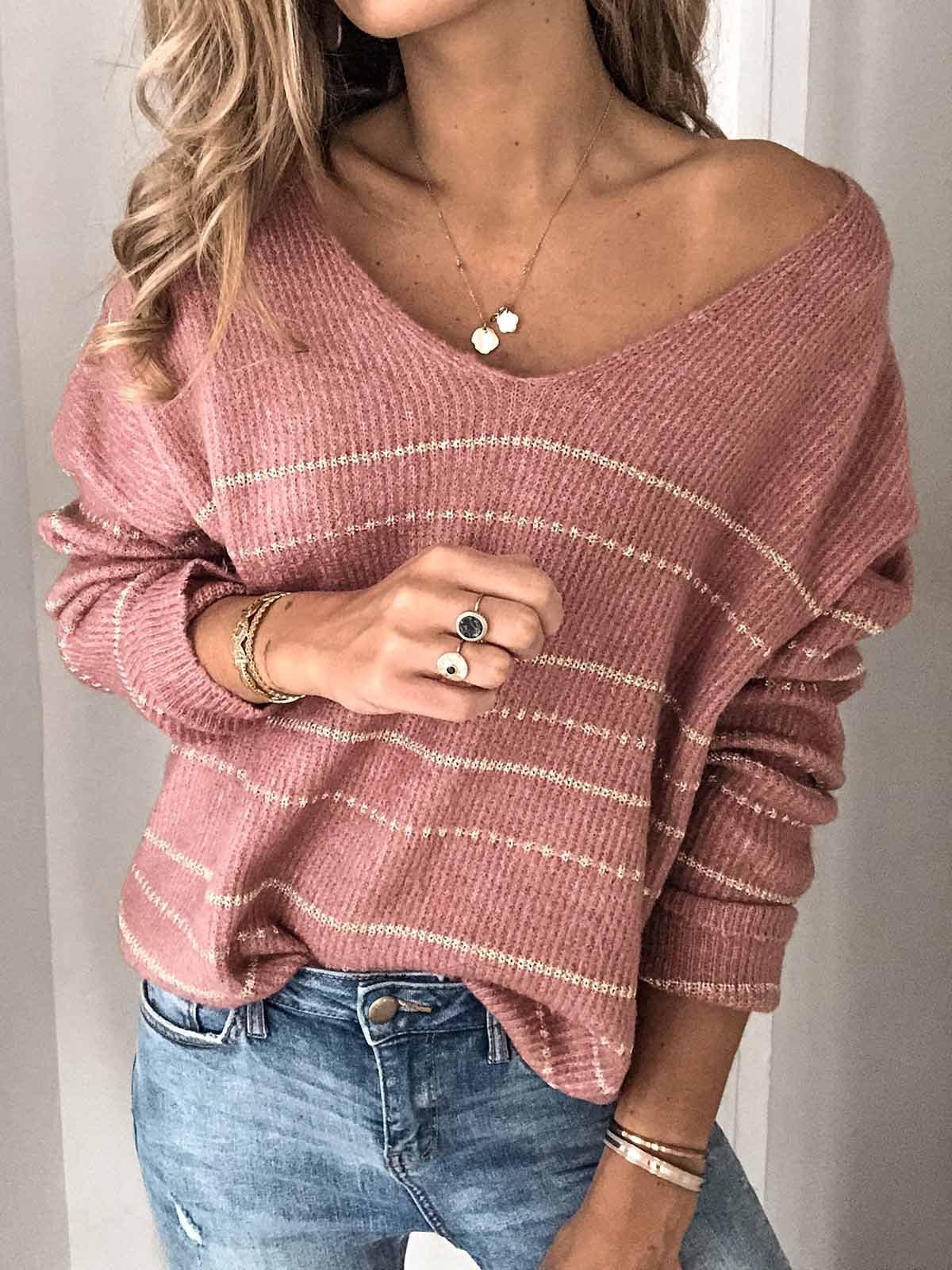 JFN Striped Knitted Long Sleeve Sweaters