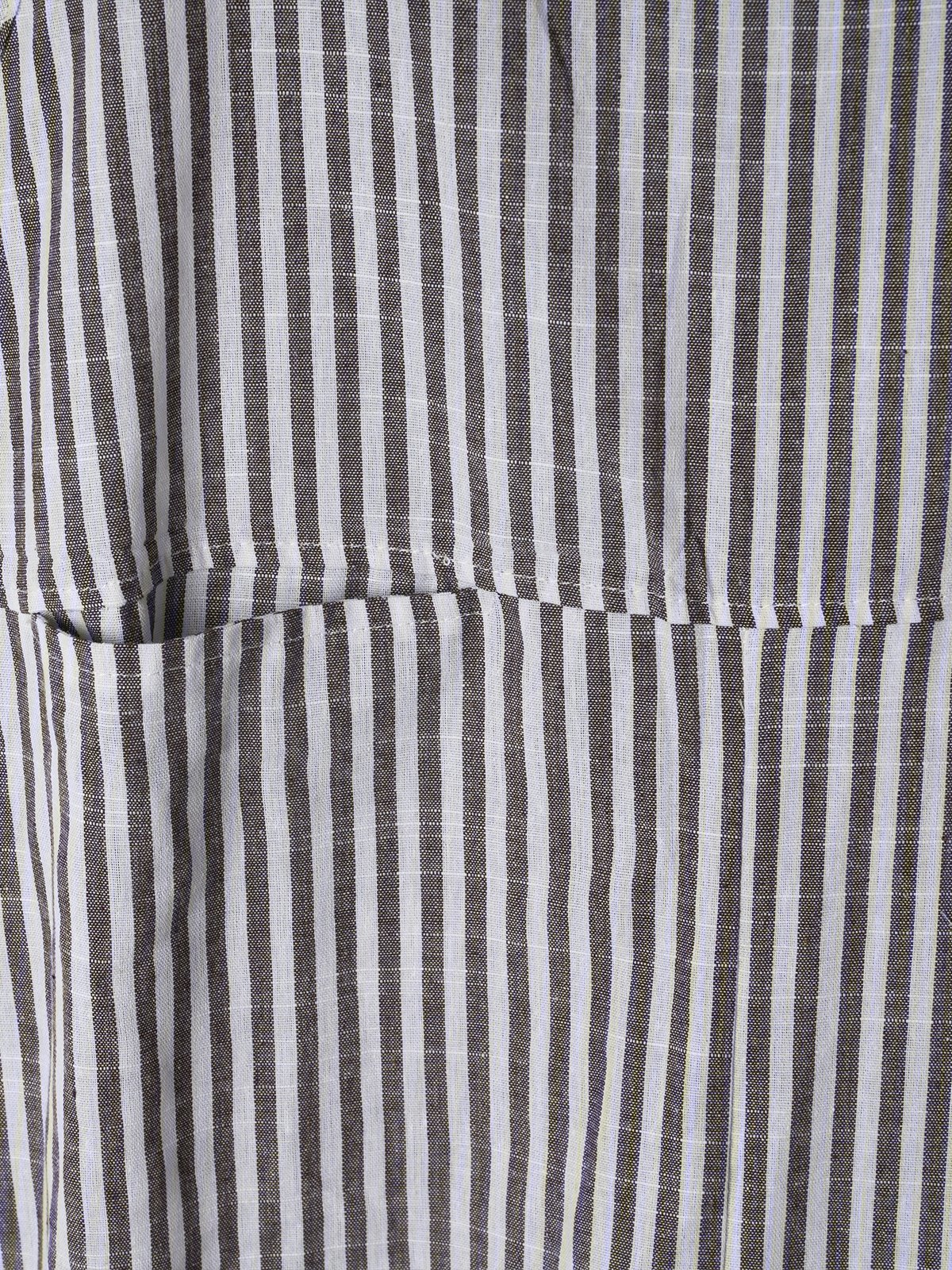 JFN Cotton & Linen Vintage Black Gray Stripes Casual Jumpsuits