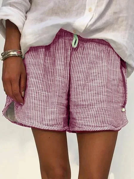 JFN Cotton & Linen Elastic Waist Summer Shorts Shorts
