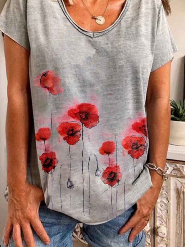 Short Sleeve Casual Floral T-Shirts