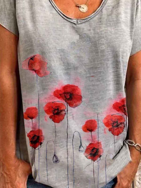 Short Sleeve Casual Floral T-Shirts