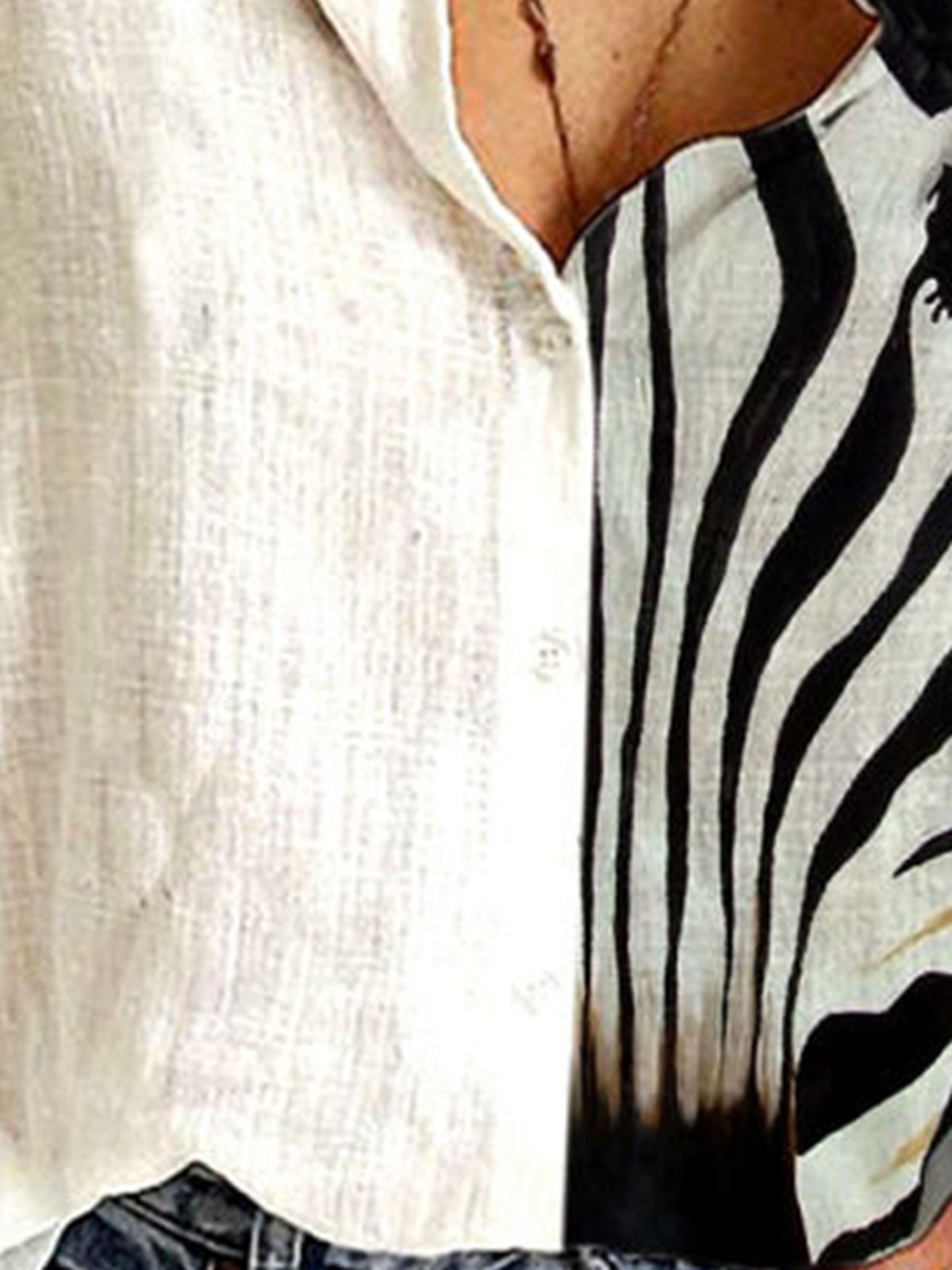 Zebra Print Loose Long Sleeve Blouse