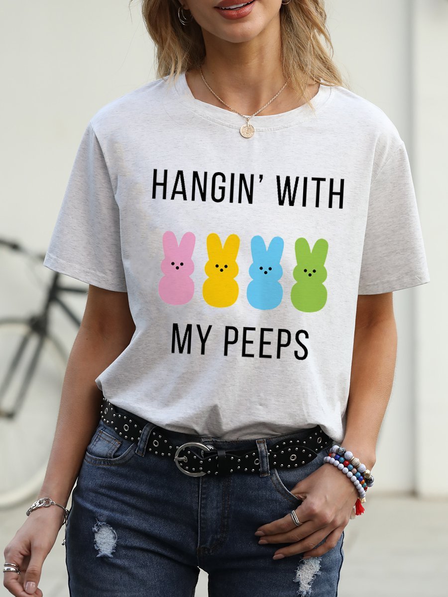 Women's Printed Short Sleeve Tee T-shirt Crew Neck Casual Summer Top