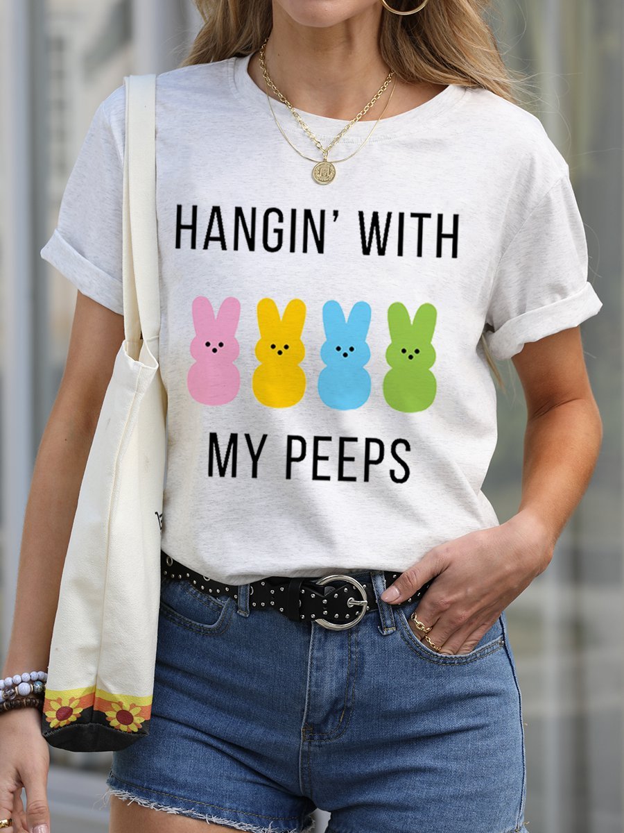 Women's Printed Short Sleeve Tee T-shirt Crew Neck Casual Summer Top