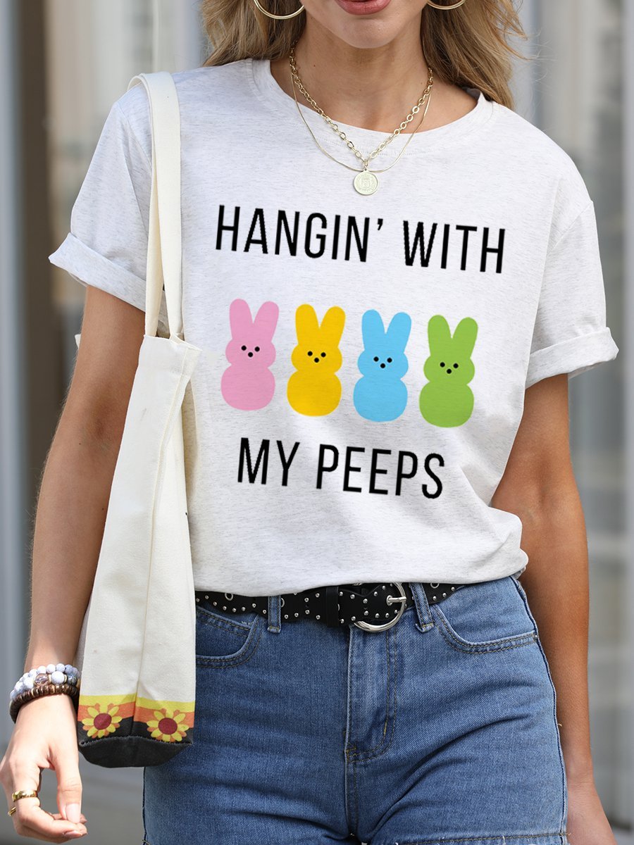 Women's Printed Short Sleeve Tee T-shirt Crew Neck Casual Summer Top