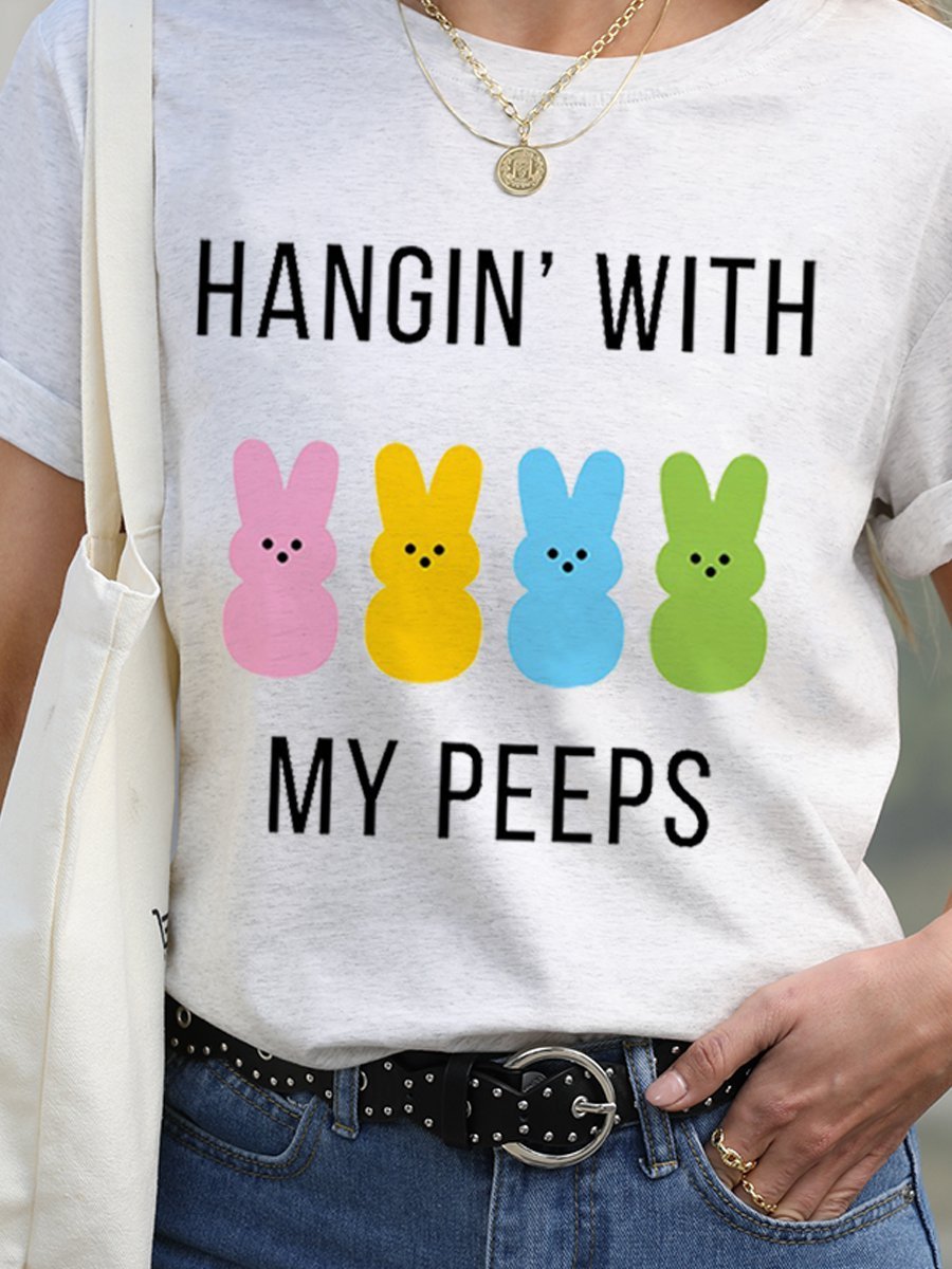 Women's Printed Short Sleeve Tee T-shirt Crew Neck Casual Summer Top