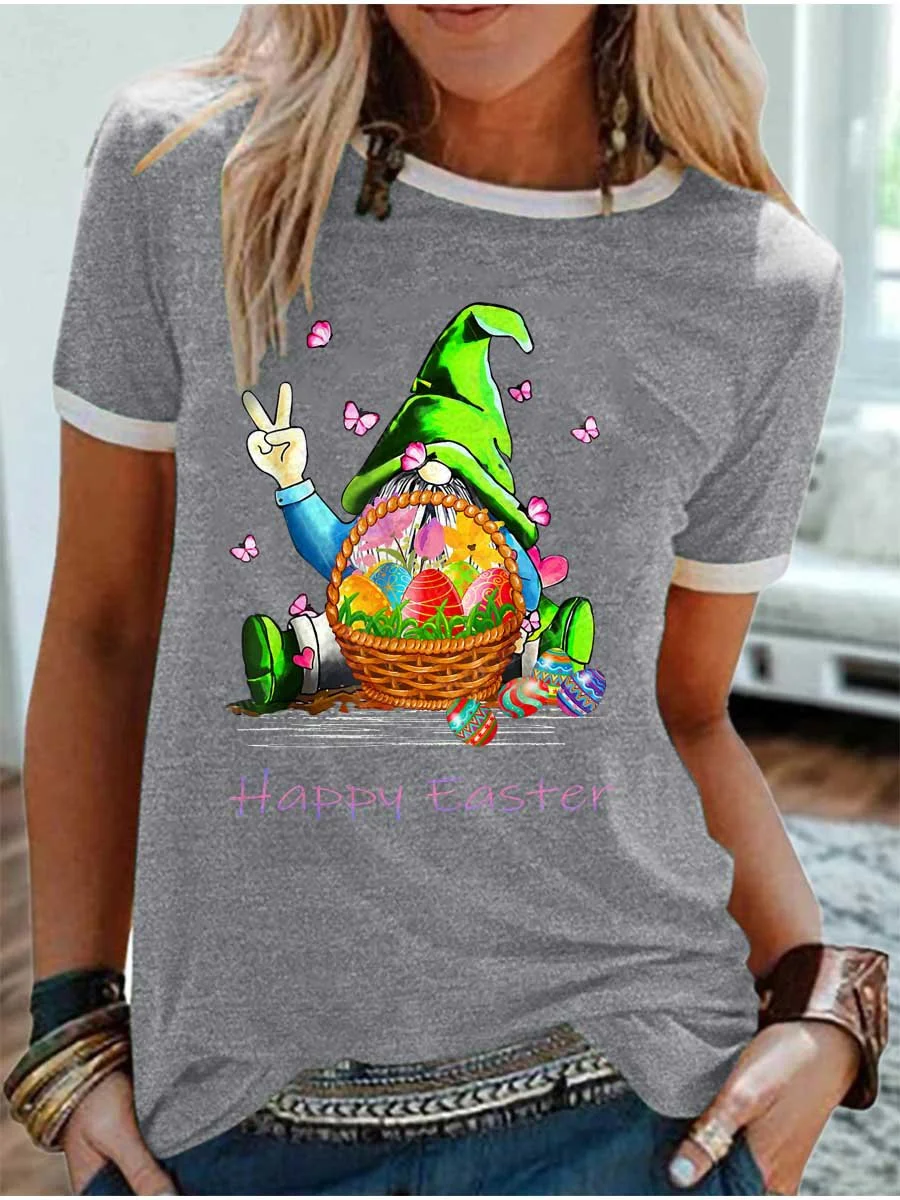 Women's Letter Short Sleeve Tee T-shirt Crew Neck Casual Summer Top