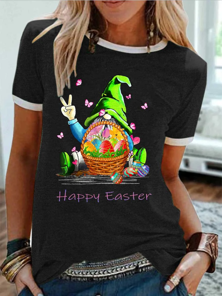 Women's Letter Short Sleeve Tee T-shirt Crew Neck Casual Summer Top