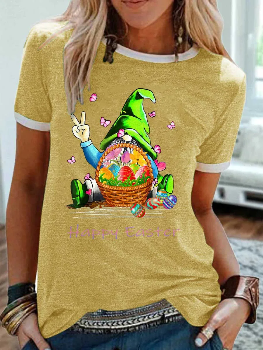 Women's Letter Short Sleeve Tee T-shirt Crew Neck Casual Summer Top