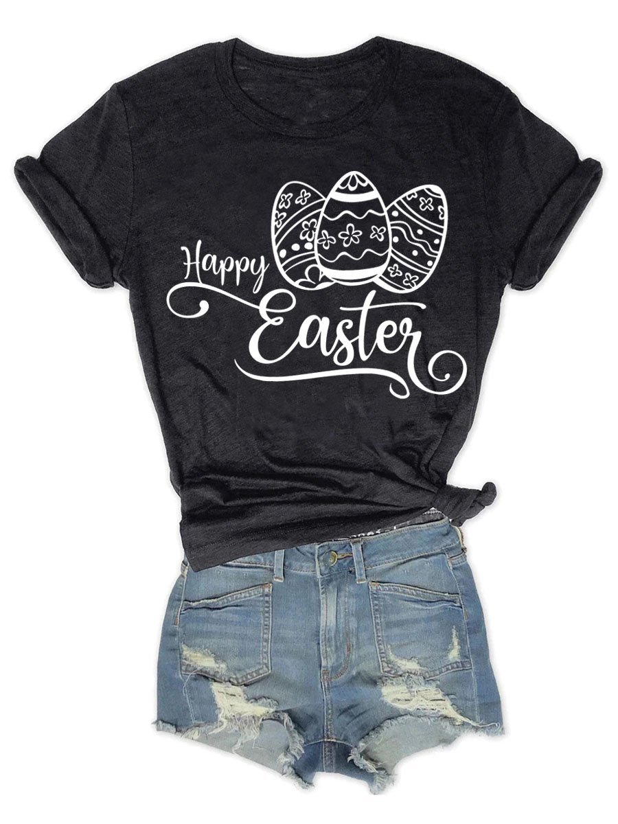 Women's Letter Short Sleeve Tee T-shirt Crew Neck Casual Summer Top