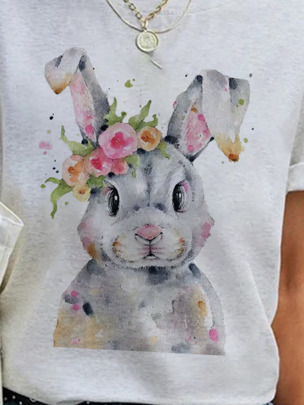 Rabbit Printed Casual T-shirt
