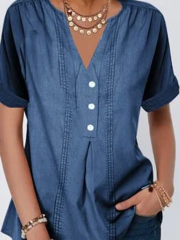 JFN V Neck Buttoned Casual Blouse