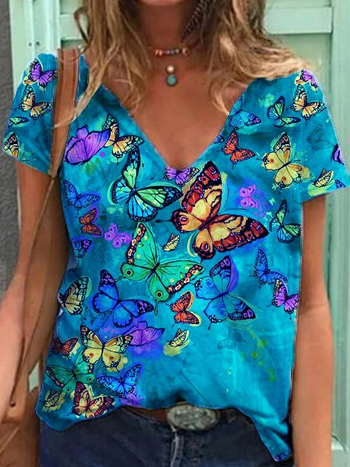 JFN Casual Butterfly Short Sleeve T-shirt