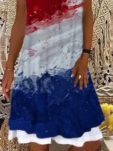 JFN Short Sleeve Casual Flag Weaving Dress
