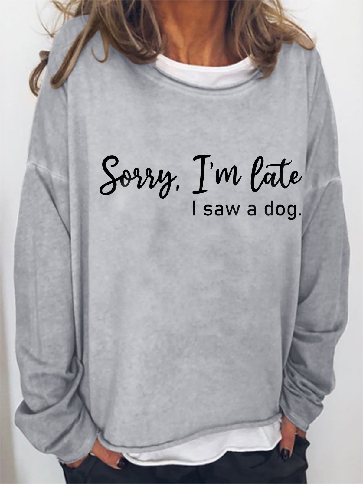 Women Letter Crew Neck Casual Spring/Fall Long Sleeve Sweatshirt