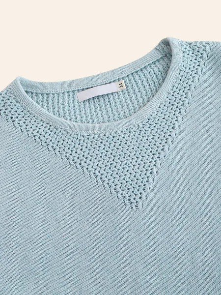 JFN Gray Shift Geometric Cotton-Blend Casual Sweater