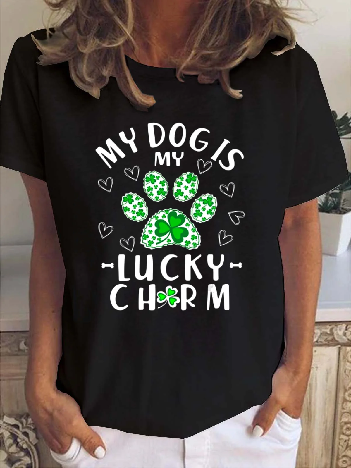 Women's Animal Shamrock Short Sleeve Tee T-shirt Crew Neck Casual Summer Top