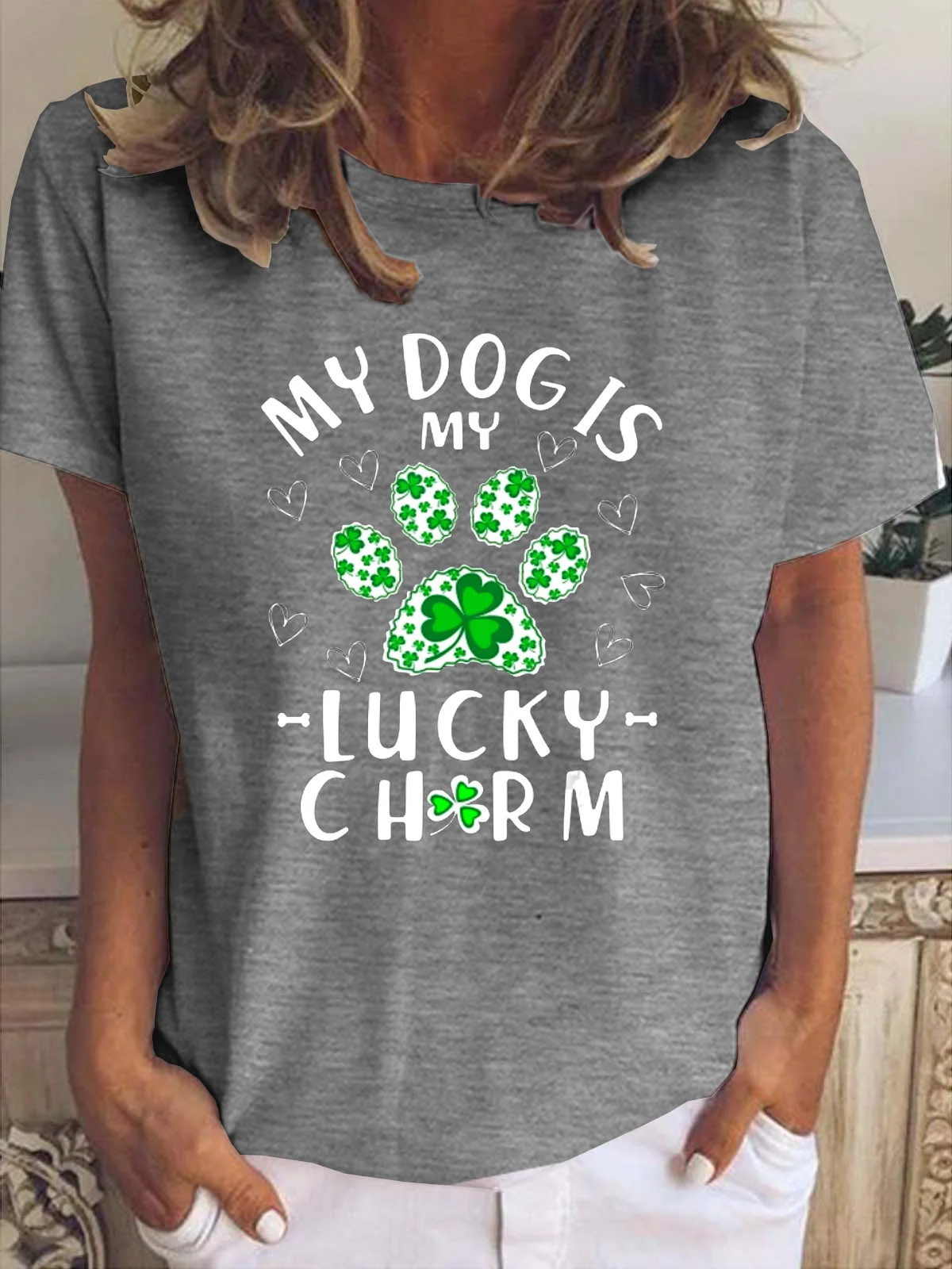 Women's Animal Shamrock Short Sleeve Tee T-shirt Crew Neck Casual Summer Top