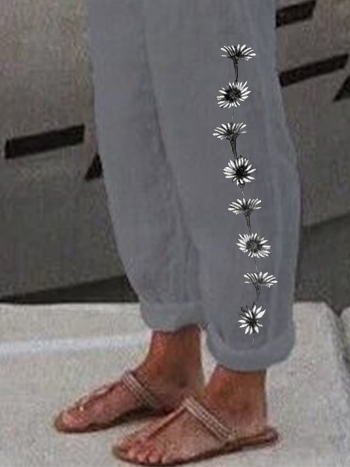 JFN Cotton & Linen Loose Casual Baggy & Daisy Floral Pant