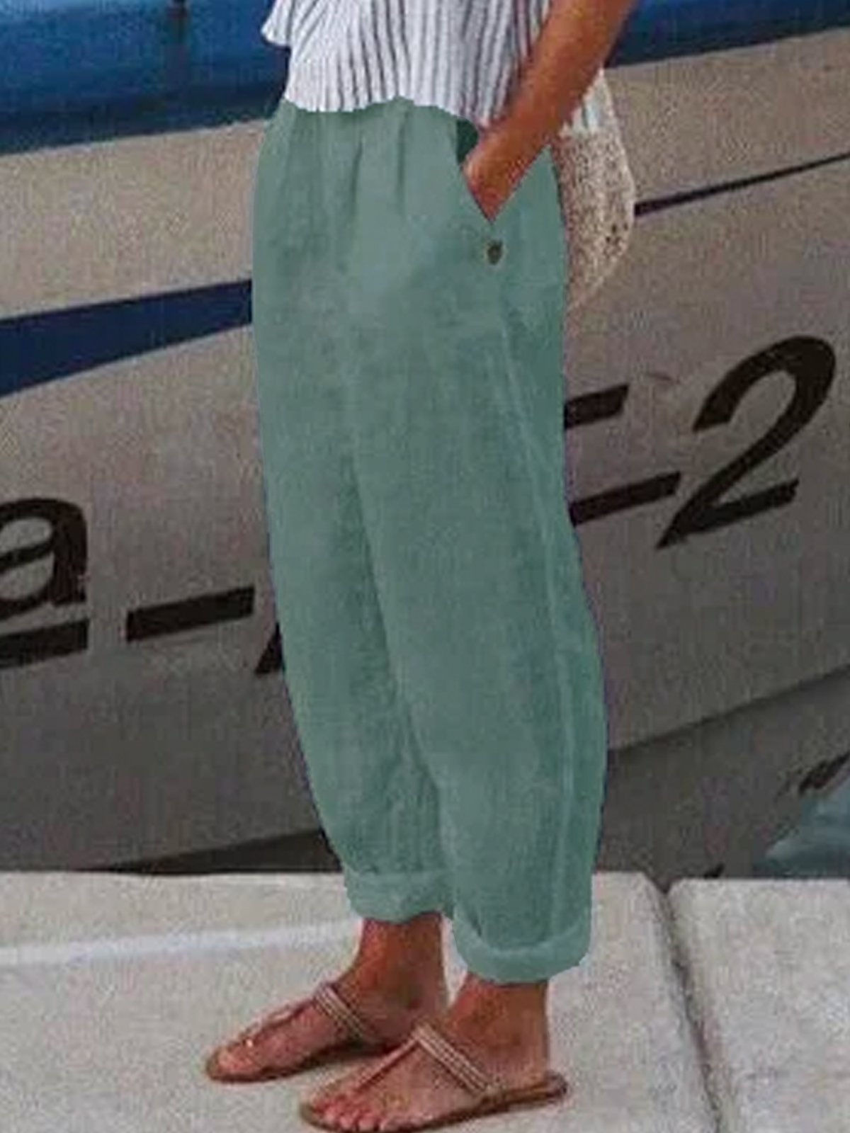 Women's Trousers Elastic Waist Turnip Pants Daily Going Out Casual Cotton Plain Spring/Fall Pants