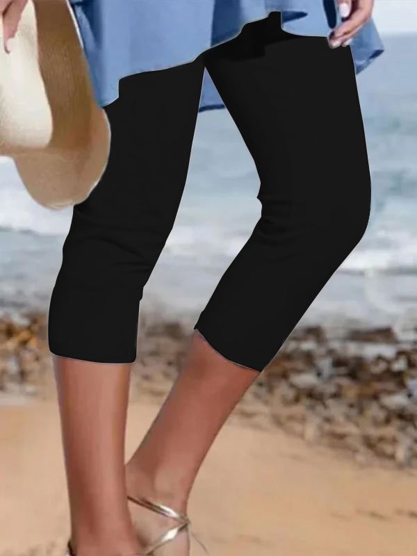 JFN Plain Casual Vacation Capris Legging