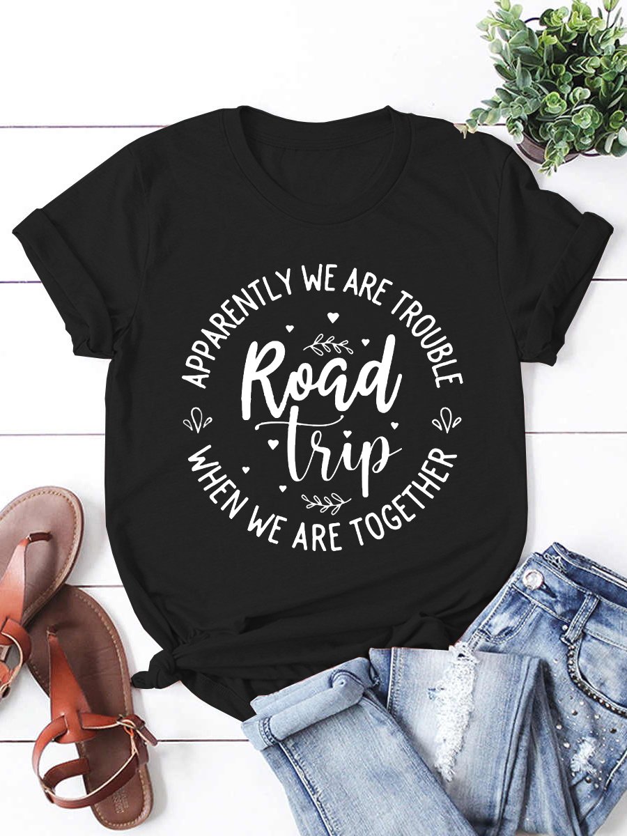 Women's Short Sleeve Tee T-shirt Summer Letter Crew Neck Casual Top