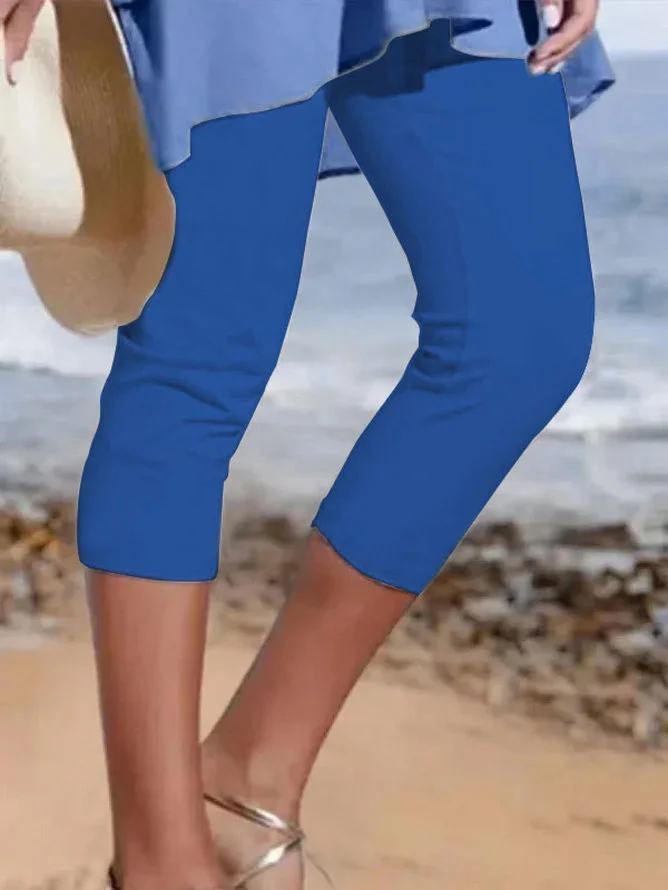 JFN Plain Casual Vacation Capris Legging