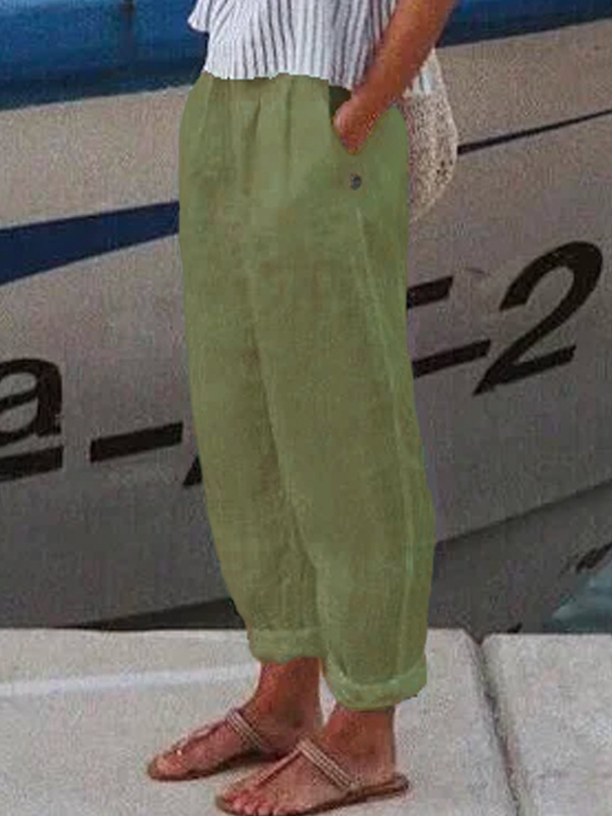 Women's Trousers Elastic Waist Turnip Pants Daily Going Out Casual Cotton Plain Spring/Fall Pants