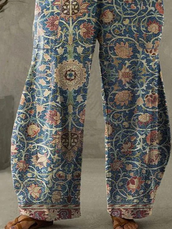 JFN Women Ethnic Vintage Casual Wide-Leg Pants