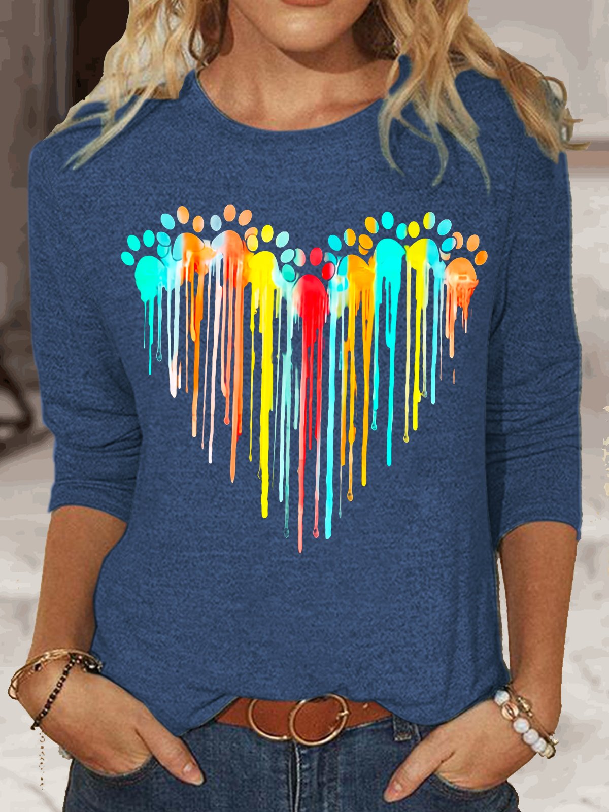 Women's Long Sleeve Blouse Spring/Fall Text Letters Crew Neck Daily Going Out Casual Top